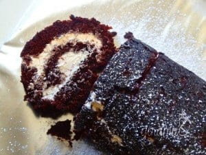 Chocolate Swiss Roll with Salted Caramel Frosting