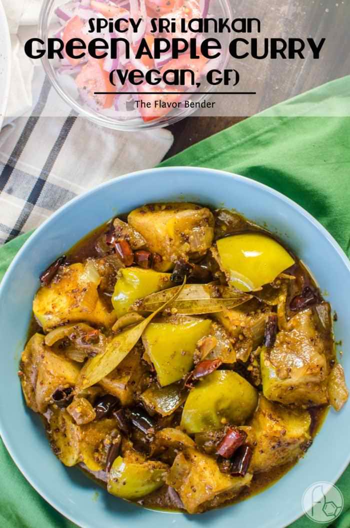 Spicy Green Apple Curry - a spicy, sweet dish that transforms the sourness of green apples with the earthy spiciness and robust flavours of Sri Lankan roasted curry powder! Vegan + Gluten free. 