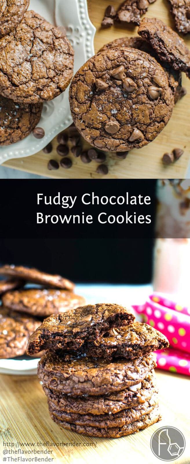 Fudgy Brownie Cookies - You never have to choose between cookies and brownies again! You can have them both with these Super Chocolatey & Fudgy Brownie Cookies! #TheFlavorBender Click to get the recipe now, or Repin it for later!