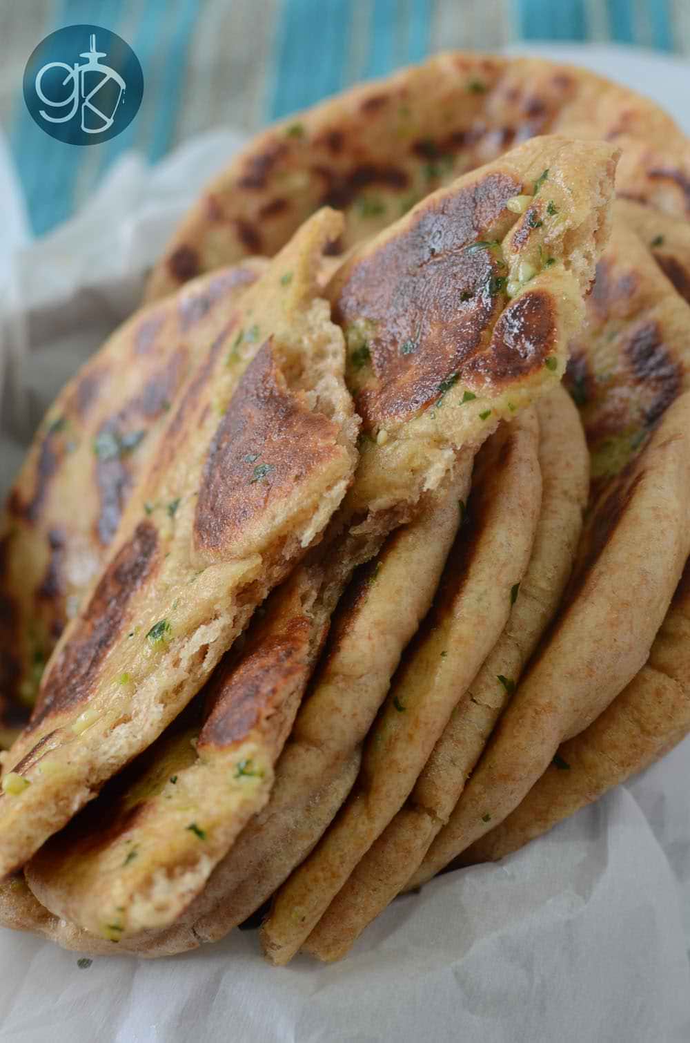 Whole Wheat Naan with Garlic & Cilantro Butter