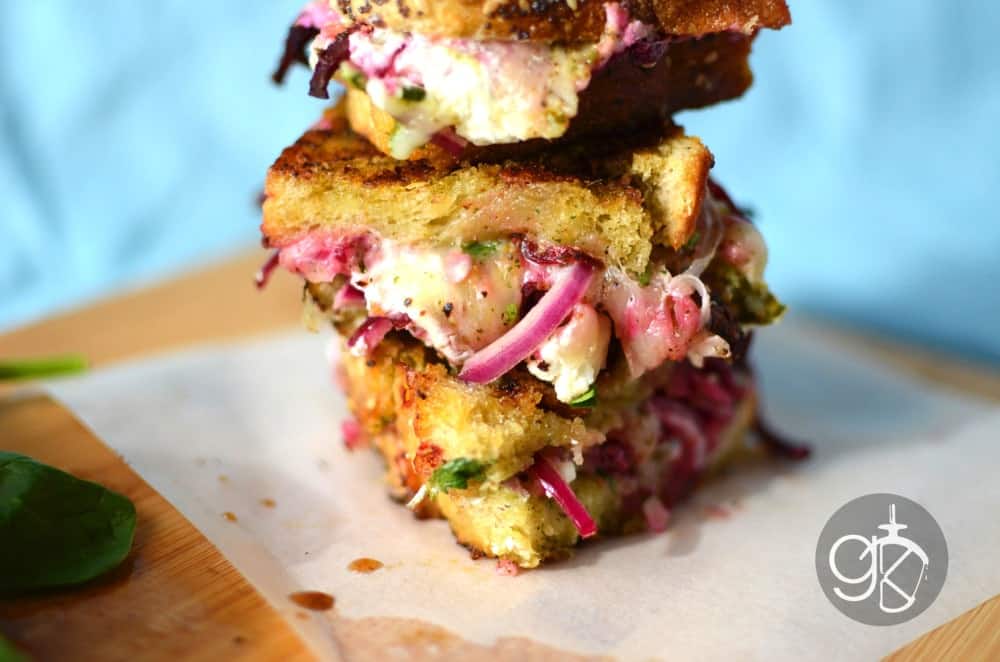 Pickled Beet and Basil Grilled Cheese Sandwich