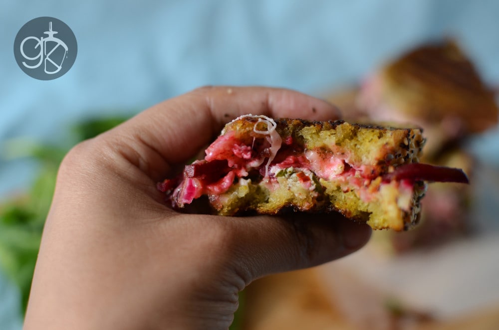 Pickled Beet and Basil Grilled Cheese Sandwich