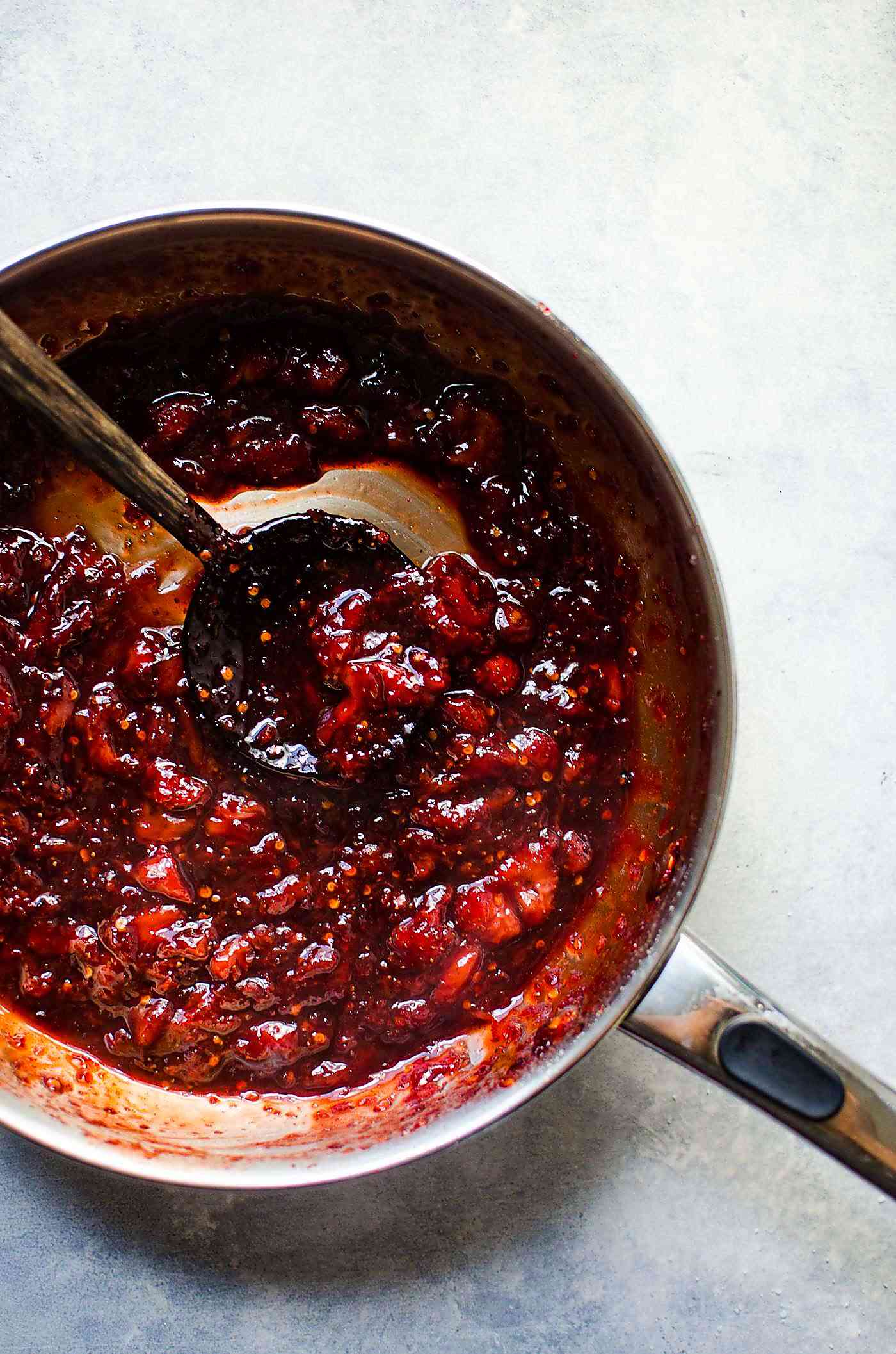 The Best Strawberry Chilli Relish - Freshly cooked relish! Thick and chunky for spreads! Start with chopped strawberry for a smoother sauce! Easy Strawberry relish perfect to spread on everything!