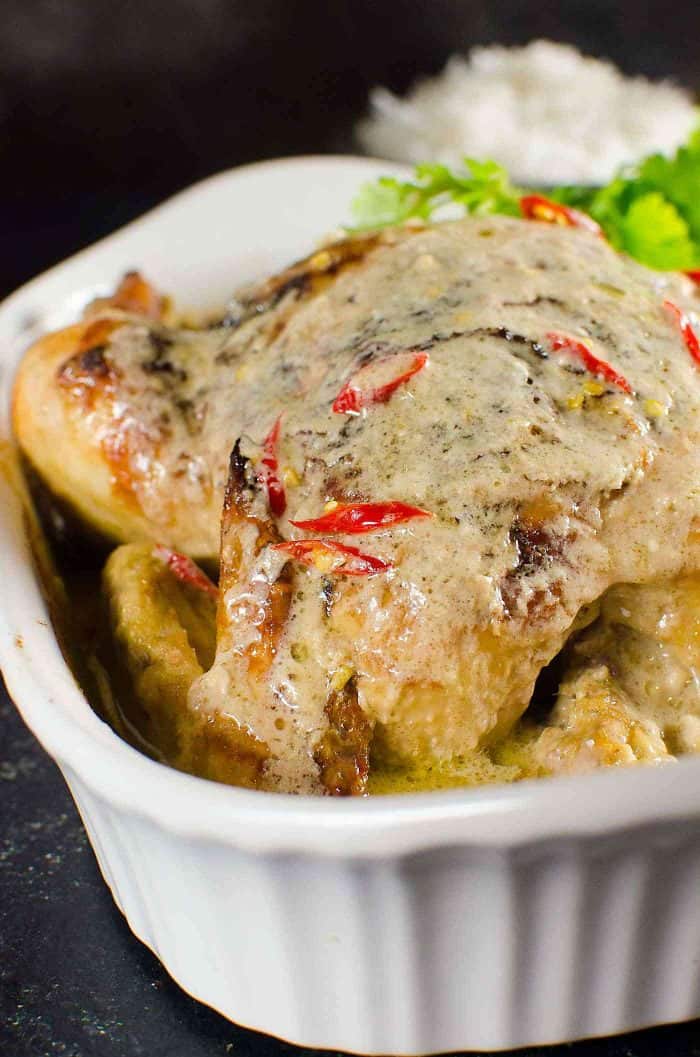 Thai Green Curry Roasted Chicken - Tips to make perfectly cooked, succulent flavorful Roast Chicken with a creamy and spicy Thai Green Curry gravy