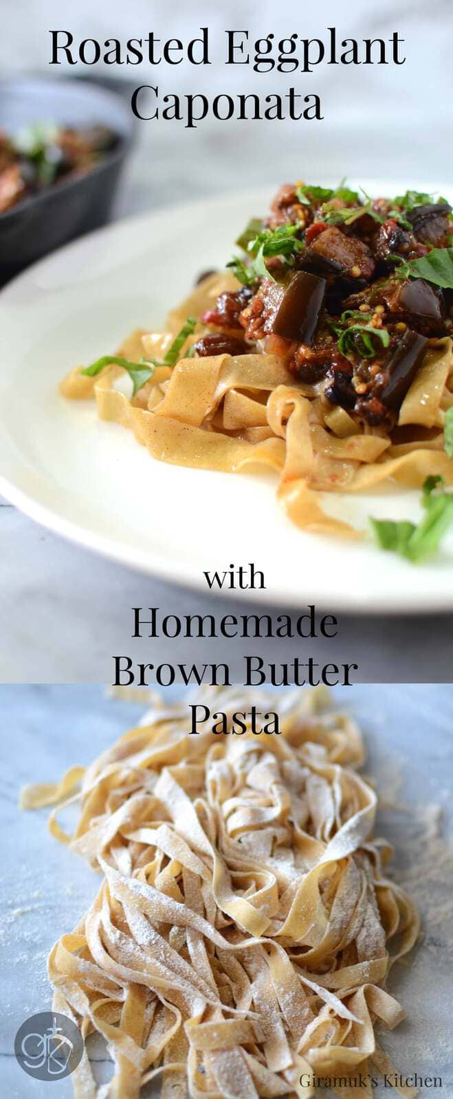 Roasted Eggplant Caponata with Brown Butter Pasta