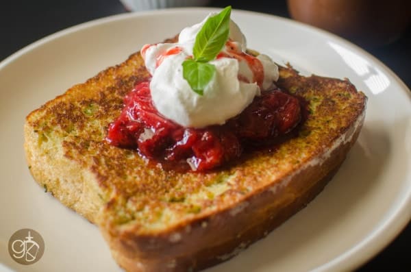 Dairy Free Basil and Nutella French Toast with Strawberry Black Pepper Compote