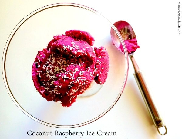 25 Delicious Frosty Summer Desserts Round up - Coconut Raspberry Ice Cream