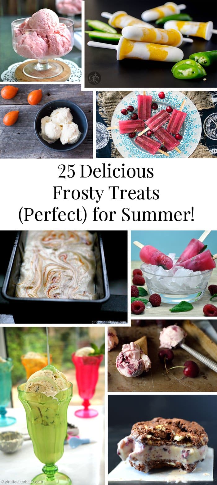 25 Delicious Frosty Summer Desserts Round up - Ice Creams, Popsicles, and Sorbets! Refreshing and delicious list of desserts to keep you cool in Summer. 