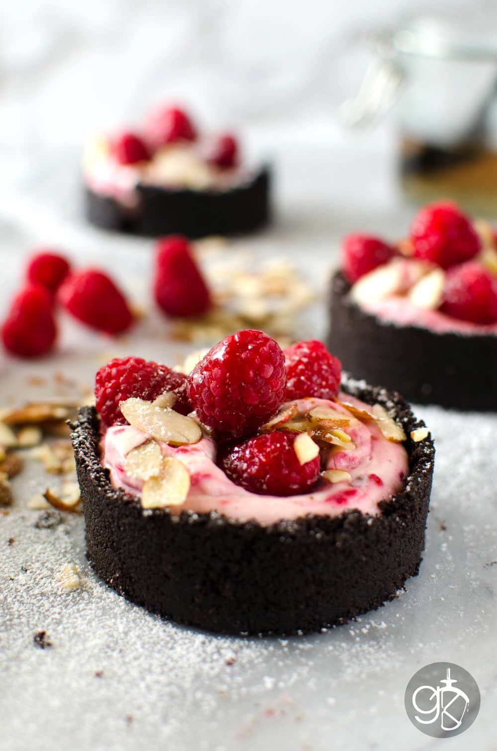 Easy and delicious No bake Cheesecake with Raspberry and Lavender Syrup with NO gelatin! Recipe created for A Dish of Daily Life.