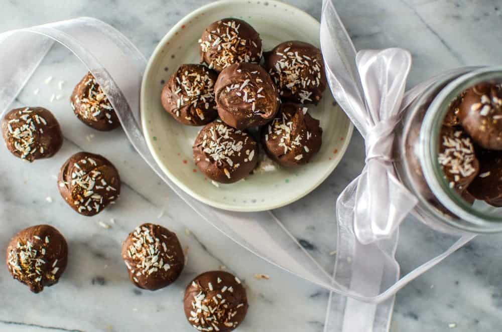 Bourbon Gingerbread Truffles covered in chocolate - These are delicious and Vegan and No-bake! You can make these gluten free, with GF gingersnap cookies.