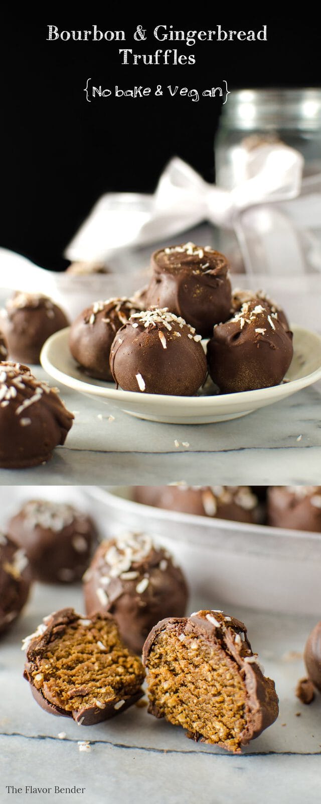Bourbon Gingerbread Truffles covered in chocolate - These are delicious and Vegan and No-bake! You can make these gluten free, with GF gingersnap cookies.