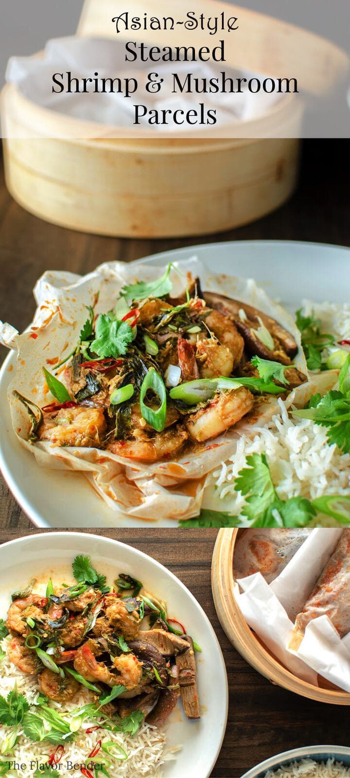 Asian-style Steamed Shrimp and Mushroom Parcels - Shrimps marinating in a wonderful spice mix steamed to perfection with mushrooms and green tea. a delicious, flavorful meal idea fit for quick dinners or for entertaining.