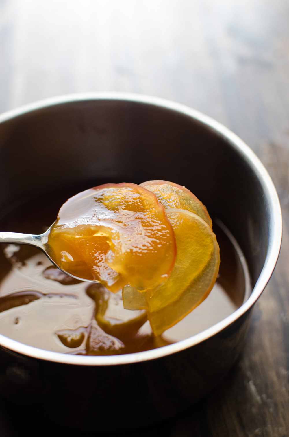 Poached Apple and Cinnamon Creme Caramel (Poached Apple and Cinnamon Flan) - A decadent, creamy dessert. Easy to make, and a perfect make ahead dessert! A delicious twist on the classic Creme Caramel with Americas favourite Apple and Cinnamon