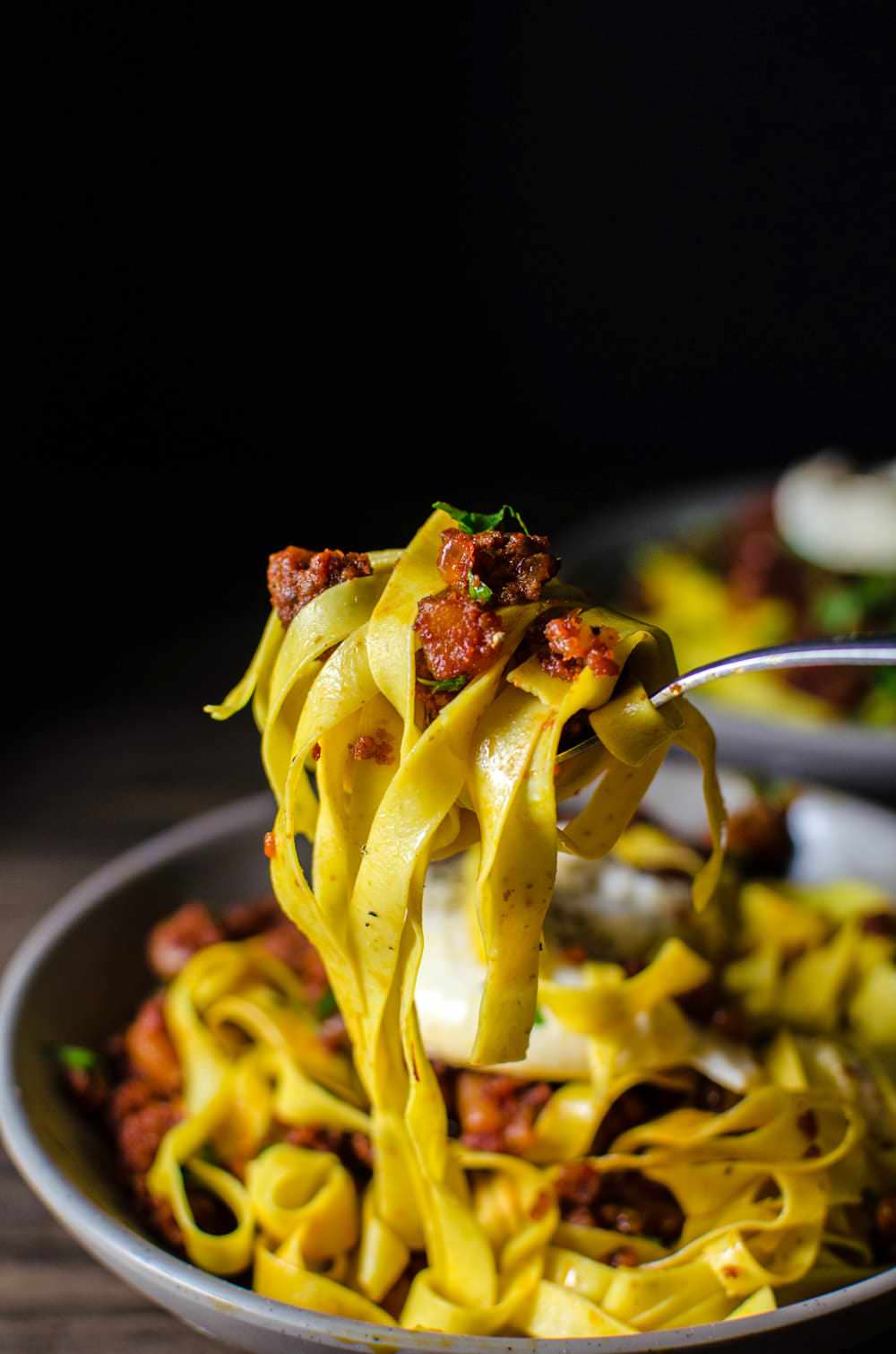 Apricot and Chorizo Bolognese - an easy dinner recipe that can be made with homemade or storebought pasta! Sweet and smokey flavors of this pasta dish will win you over in a snap!