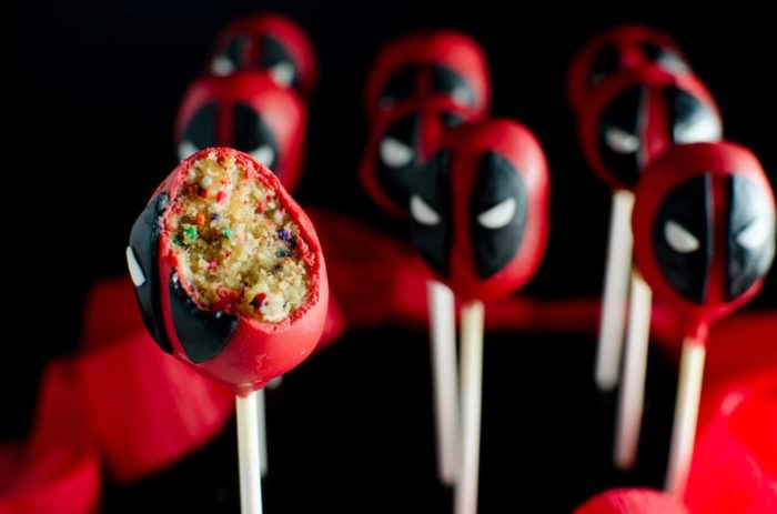 Funfetti Deadpool Cake Pops - just as adorable and badass as Deadpool himself! Funfetti cake pops transformed into the lovable, but "deadly" delicious Deadpool! FULL TUTORIAL + VIDEO