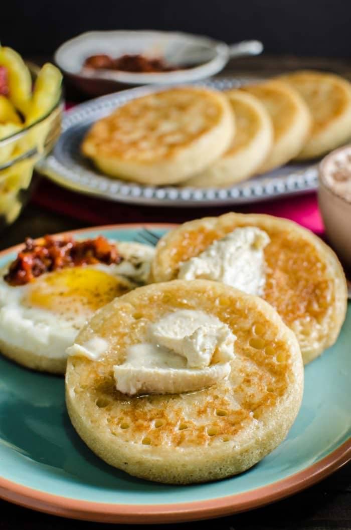 Crumpets with Honey and Coconut - These are the BEST gluten free or ANY kind of crumpet you'll ever eat! Reminiscent of a Sri Lankan Hopper, but far easier to make. Even better with an Egg cooked IN IT! - CLICK TO GET THE RECIPE or RE PIN TO SAVE!