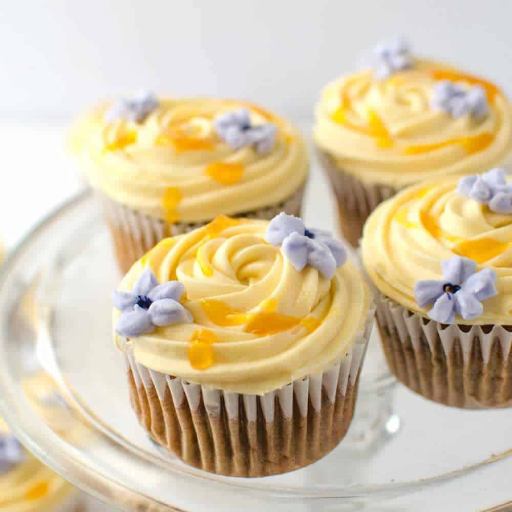 Spiced Banana Cupcakes with Apricot Frosting