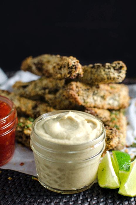 Baked Mushroom Fries and Vegan Aioli - This delicious Vegan recipe is an incredibly flavourful twist on a classic, that's perfect as a party or game day appetizer or even a complete meal! PLUS learn how to make Vegan Aioli that tastes like the real thing.