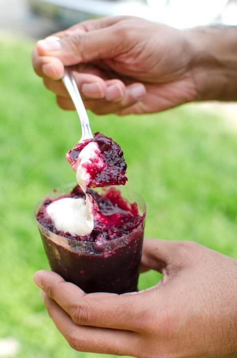 Cherry and Blackberry Red Wine Granita with Sweetened Black Pepper Sour Cream. - Learn the difference between different frozen Desserts AND get the recipe for this delicious Granita!