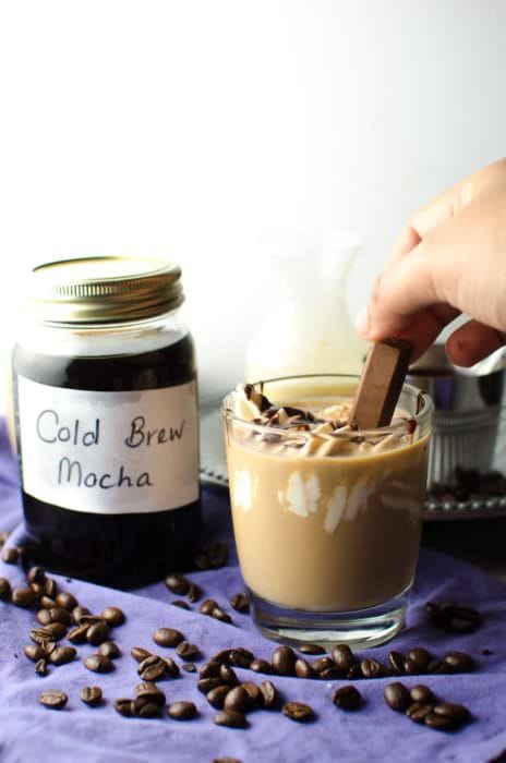 Cold Brew Iced Mocha & Kit Kat Slam - Learn how to make Cold Brew Mocha and Cold Brew Coffee and How to drink a KIT KAT SLAM! Absolutely perfect for Summer (Or anytime!) Kit Kats will never be the same again! Make your own Kit Kat Slam and tag it #TFBKitKatSlam! #TheFlavorBender CLICK to get the recipe. REPIN to save for later.