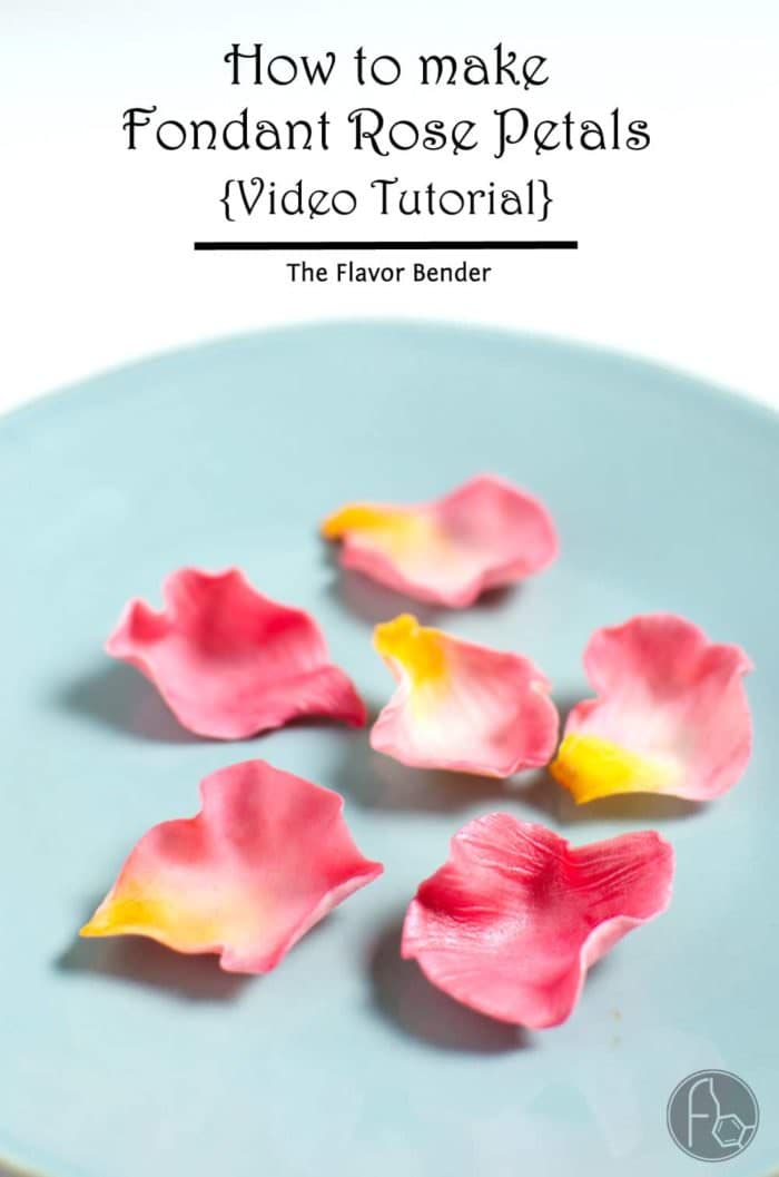 Beautiful, Fondant Rose Petals - the perfect decoration or garnish to your desserts! A full video tutorial on how to make these petals for free! CLICK to see the video. REPIN to save it! #TheFlavorBender