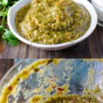 Roasted Poblano and Tomatillo Salsa Verde - So easy to make with big roasted flavors and perfect as a dip, on tacos and so much more! CLICK to get the recipe. REPIN to save for later. #TheFlavorBender