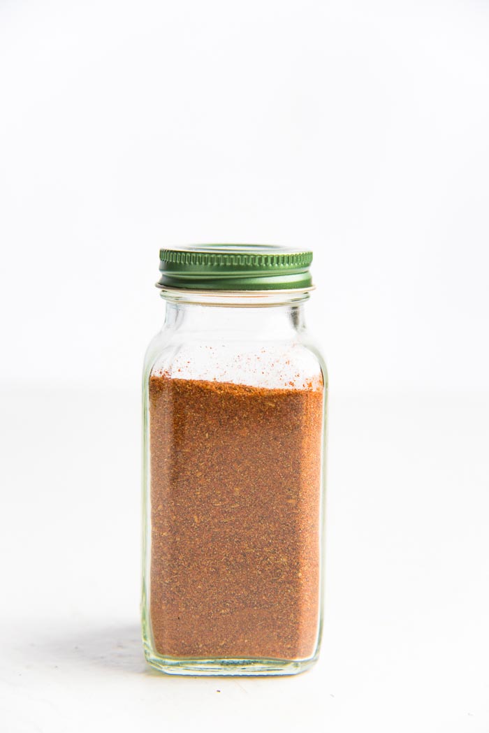 Cajun spice mix blended and stored in a spice jar
