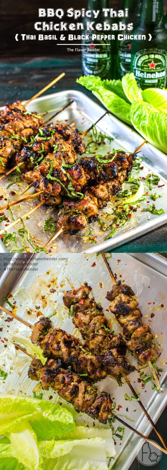 [Msg 4 21+] Spicy Thai Chicken Kebabs - With aromatic peppery authentic Thai Flavors these Black Pepper and Thai Basil Chicken are perfect for a backyard summer BBQ [ad]