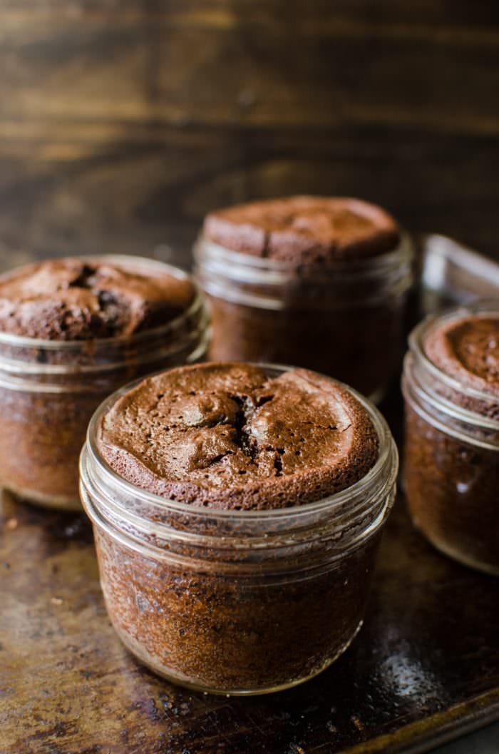 Fudgy Flourless Chocolate Cake In A Jar - these will impress you with its deliciously intense chocolate flavor, versatility and simplicity! A rich, decadent chocolate dessert that's fudgy in the middle and crisp on the outside, and studded with toasted pecans for another depth of flavor and texture. Very portable and perfect for any type of entertaining, including tailgating parties!