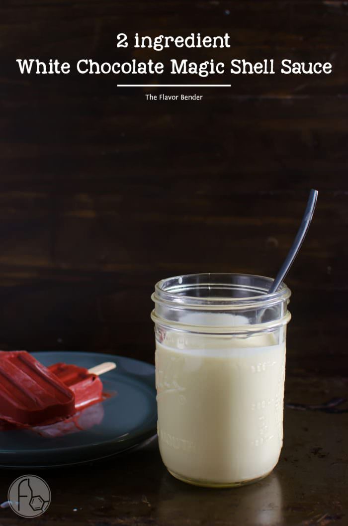 White Chocolate Magic Shell Sauce - Two ingredients, and one minute are all you need to make this easy White Chocolate Magic Shell Sauce and transform all your cold desserts with a little bit of creamy white chocolate awesomeness!
