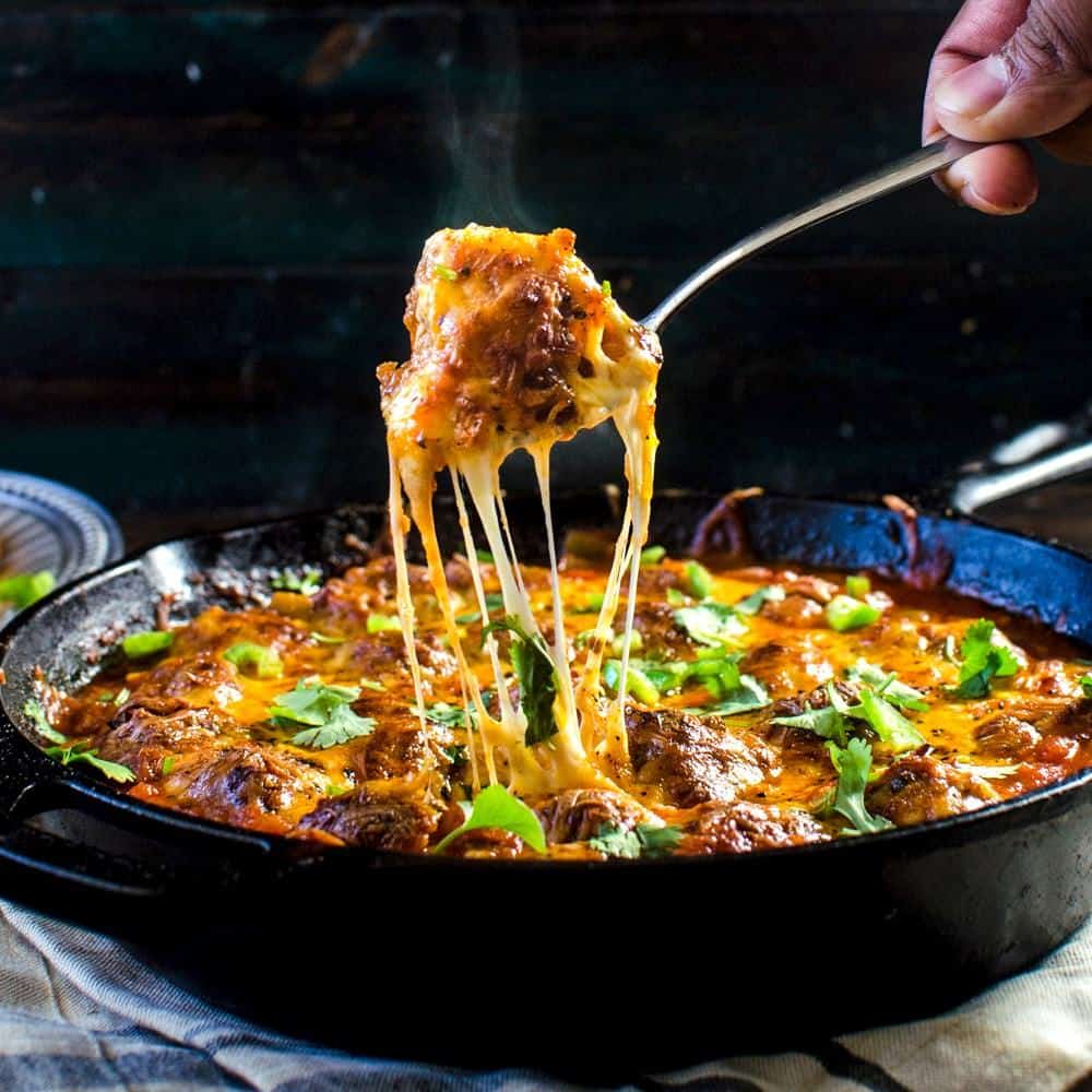 Cheesy Mexican Meatball Skillet
