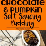 Warm, fudgy, chocolatey, pumkin spiced cake with a rich, goeey fudge sauce underneath - this pumpkin self saucing pudding cake only takes minutes to prep!