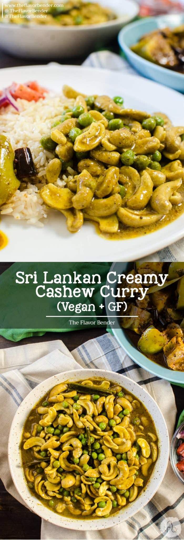 Sri Lankan Creamy Cashew Curry - A uniquely flavorful way to enjoy cashew nuts; creamy, nutty, spiced Sri Lankan cashew curry that's full of great flavor. Gluten free and vegan too!