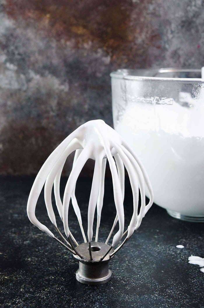  Marshmallow mix on a balloon whisk