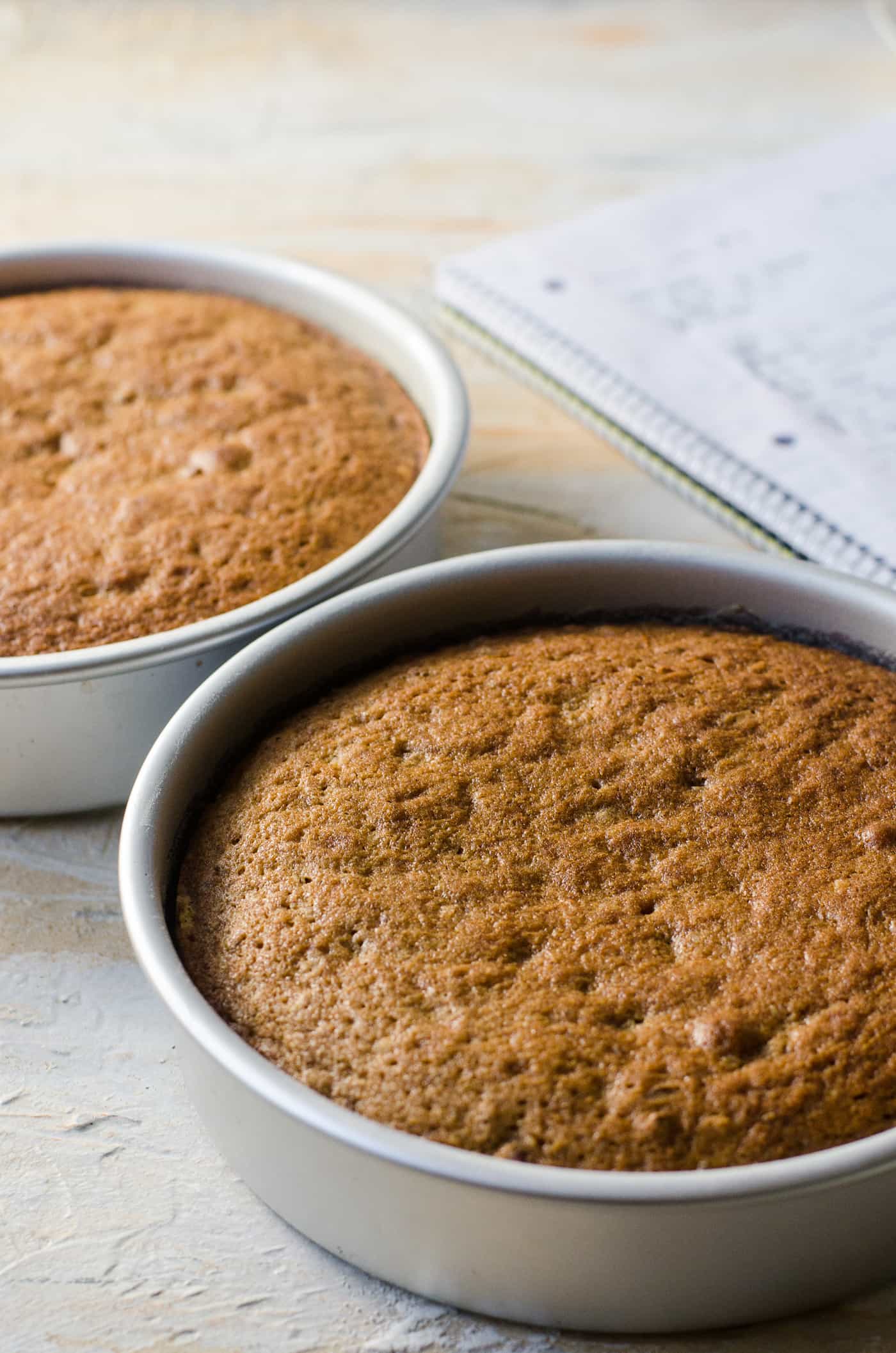 Spiced Bourbon Butter Pecan Cake with Brown Butter Maple Frosting - Baked Butter pecan cakes