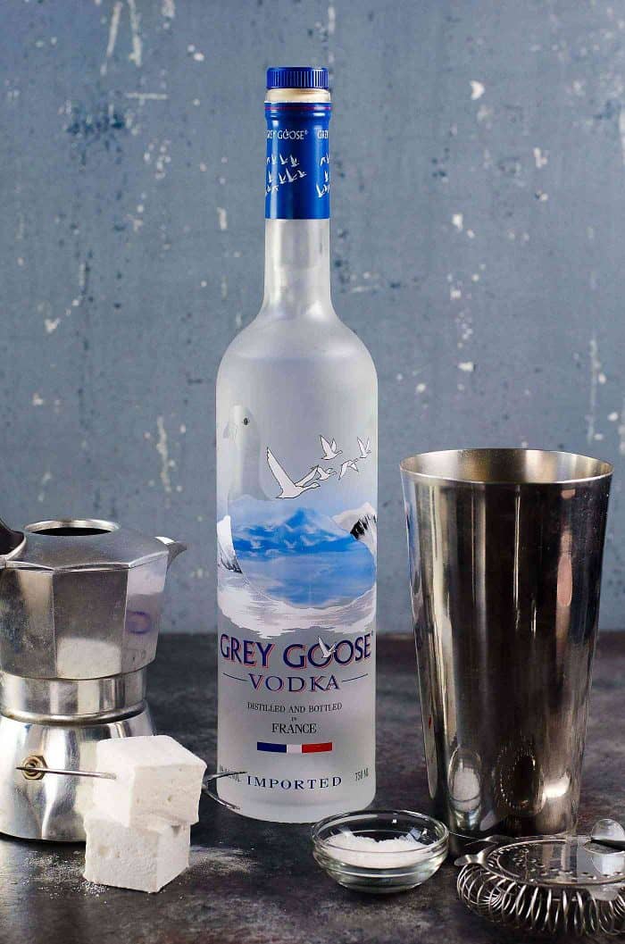 Campfire White Russian Cocktail - A Grey Goose L’espresso Martini with a twist is the perfect after dinner cocktail. A delicious coffee cocktail that is a mashup of a Coffee martini and a White Russian.