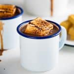 Dairy Free Bourbon Hot Chocolate - a luscious, rich decadent dairy free french hot chocolate with a splash of bourbon to warm you up from the inside! Vegan and dairy free. 