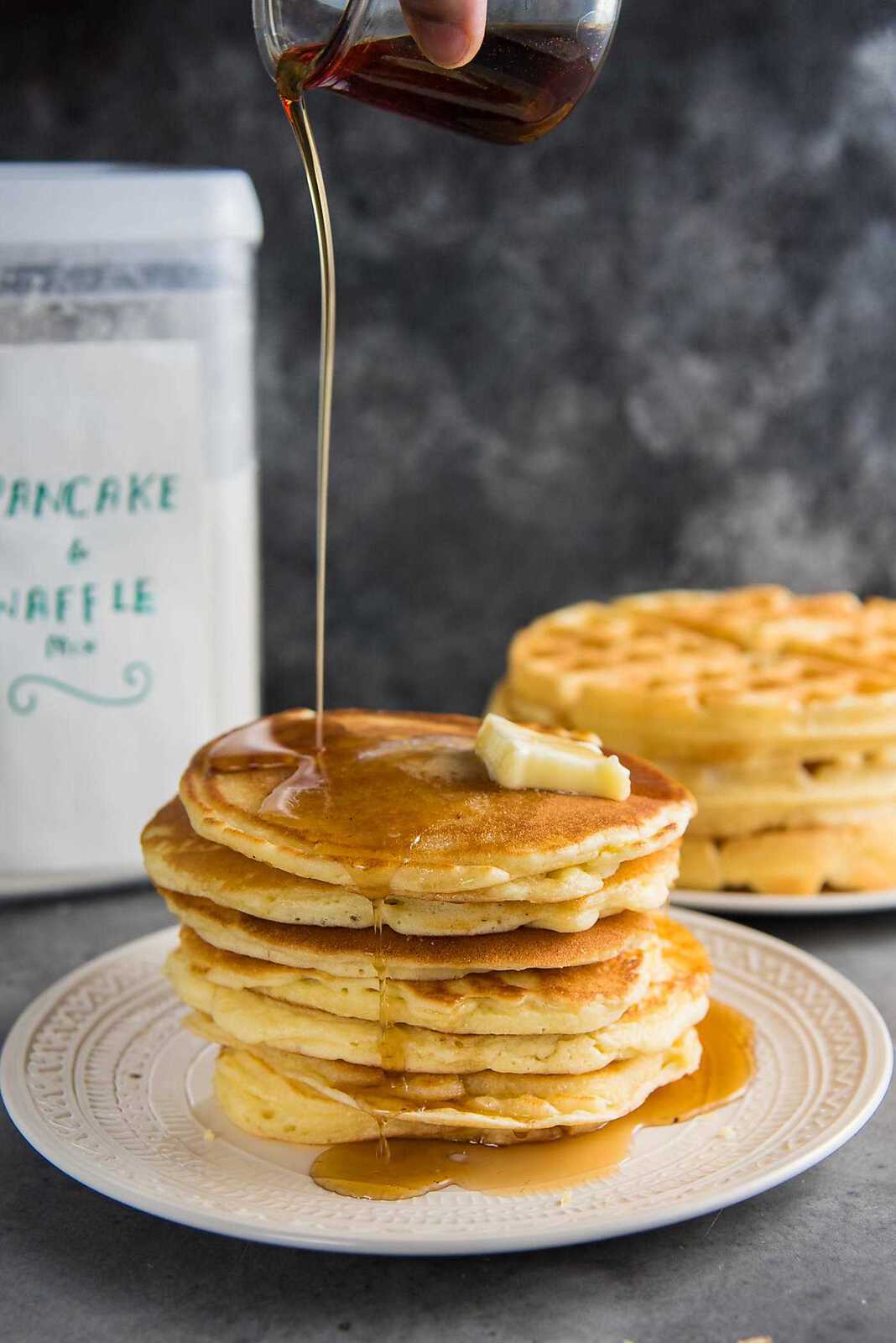 Homemade Pancake Mix / Waffle Mix - The best pancake or waffle mix from scratch that makes fluffy, light pancakes or crispy, light waffles! Far better than store-bought instant pancake mixes. Easy and fool proof, you can have pancakes any day!