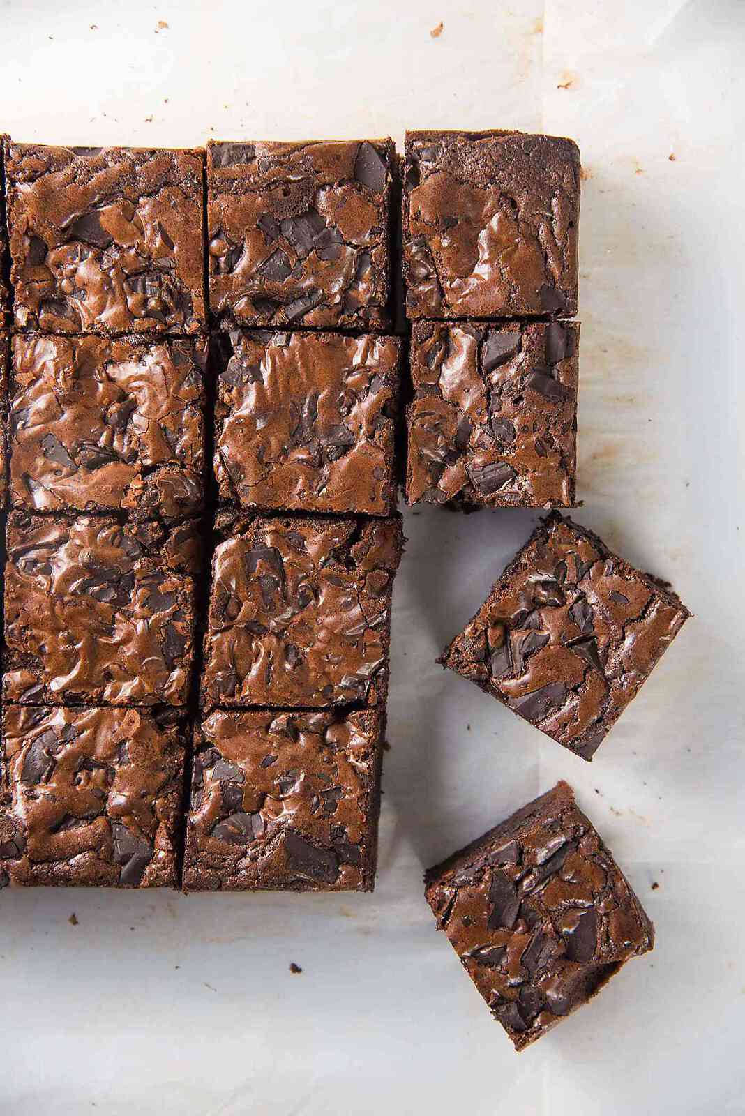 An overhead view of the brownies made with the Chocolate brownie recipe with cocoa powder.