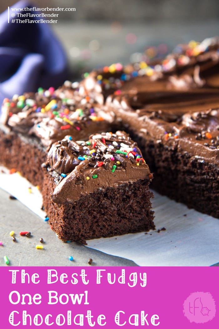 The Best One Bowl Chocolate Sheet Cake - A delicious fudgy chocolate sheet cake that is so easy to make. Top it up with a creamy chocolate buttercream frosting.  #BestChocolateCake #ChocolateSheetCake #FudgyChocolateCake