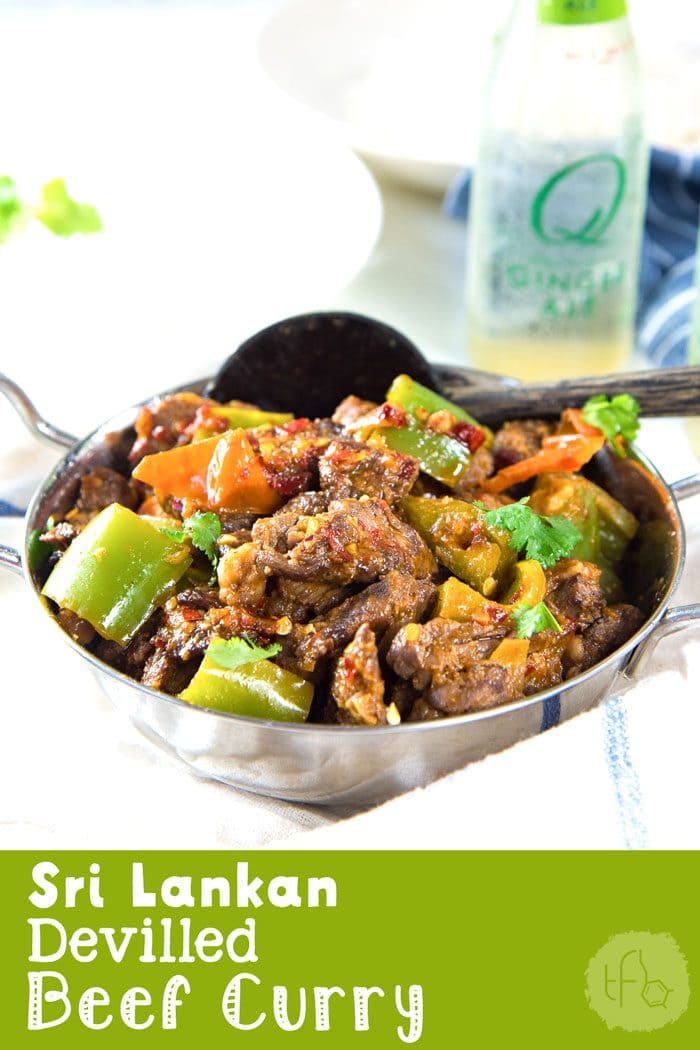 Sri Lankan Devilled Beef - A delicious spicy dry beef curry that combines Sri Lankan and chinese cuisine with devilishly flavorful results! #SriLankanRecipes #BeefCurry