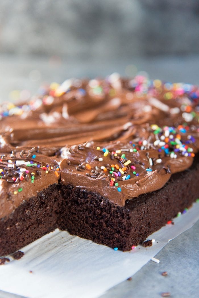 One Bowl Chocolate Cake - A light, chocolatey cake with a delicious fudgy taste.