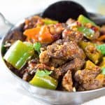 Sri Lankan Devilled Beef - A delicious spicy dry beef curry that combines Sri Lankan and chinese cuisine with devilishly flavorful results! Can be made with chicken, pork, lamb or mutton as well.