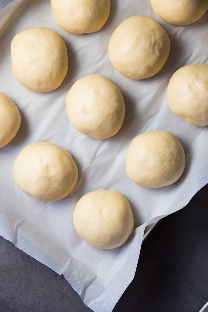 Curried Beef buns - Proofed meat buns. They will expand by 1.5 in size, and they will be ready to be baked.
