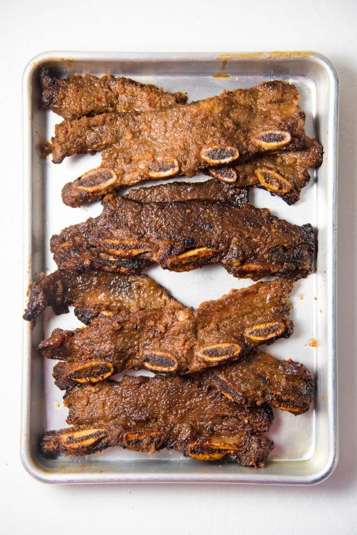 LA Galbi (Korean BBQ Short Ribs) - After grilling the BBQ Short ribs, it can be cut into sections to be shared with your family. 