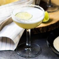 Smoked Margarita Sour - A sophisticated twist on a classic margarita, made with cherry wood smoked tequila. The cocktail foam is created with aquafaba, making this margarita sour cocktail vegetarian/ vegan too!