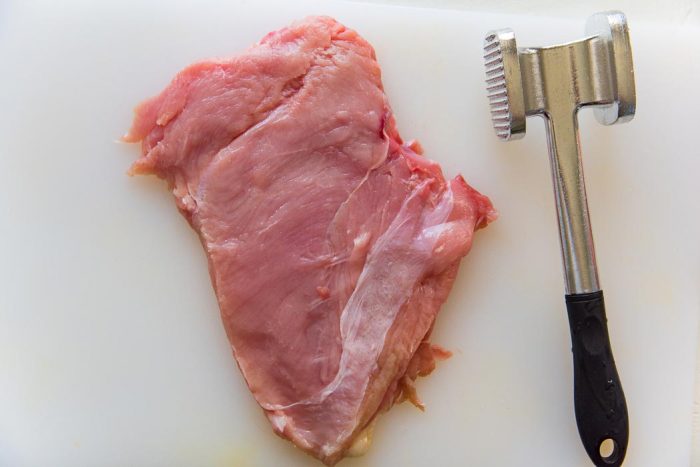 You can use a meat hammer to flatten out the turkey breast to an even thickness with a smooth surface.
