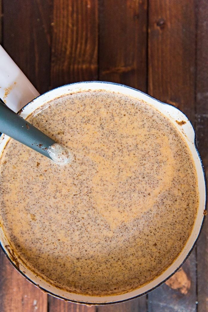 Making Pumpkin Spice Creamer, allow the spices to infuse into the pumpkin milk mixture as it cools down.