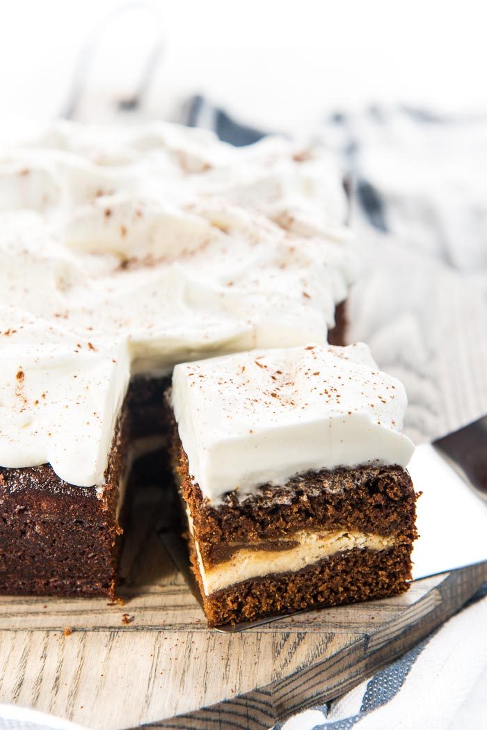 Cheesecake Stuffed Gingerbread Cake - Sweet, and spicy gingerbread cake with a fudgy, creamy hidden cheesecake layer inside! A double dessert in one cake that's perfect for the holidays.