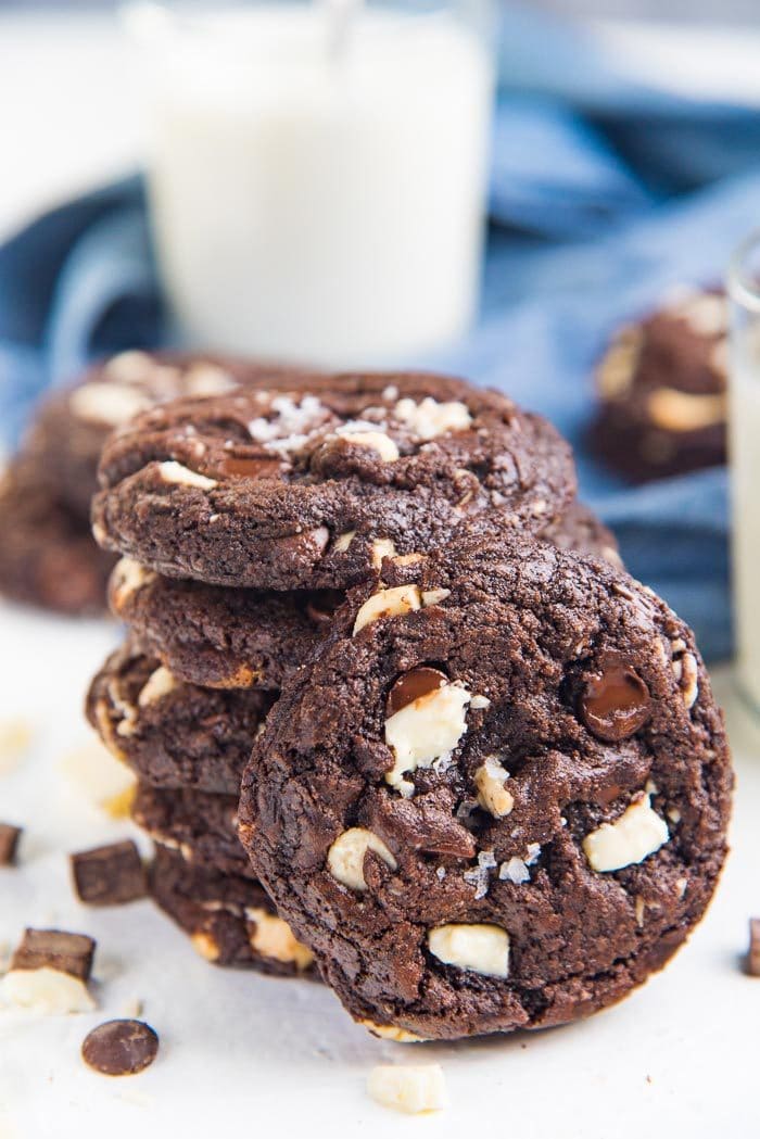 Ultimate Double Chocolate Chip Cookies (or Triple Chocolate Chip Cookies) - Soft and chewy Chocolate Chip Cookies with white or dark chocolate chips, or both! Easy to make and customize. 